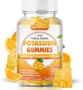 softbear Potasiu Citrate 1000mg, Gume de zahăr liber Potasiu pentru adulți Suport Crampe Leg & Musculare Sănătate mare Potență Suplimentul de potasiu Gumies Orange Flavor 60 Conte