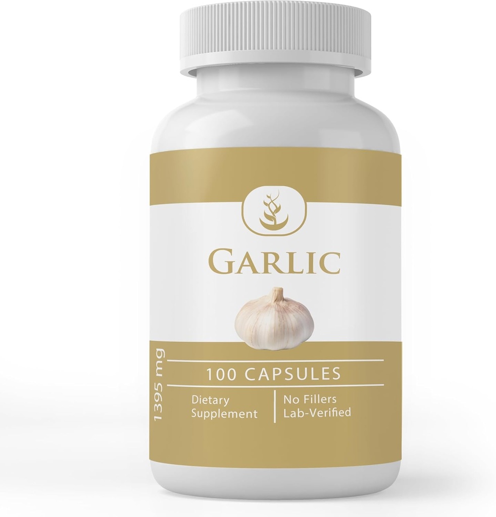 Ingrediente originale pure Capsule de usturoi, (100 capsule) întotdeauna pură, fără aditivi sau fillere, Lab verificat (100 capsule)