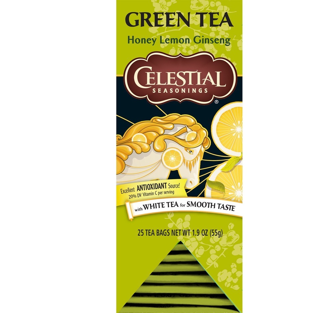 Celest Seasonings Green Tea, Honey Lemon Ginseng, 25 Count (Pachet de 6)
