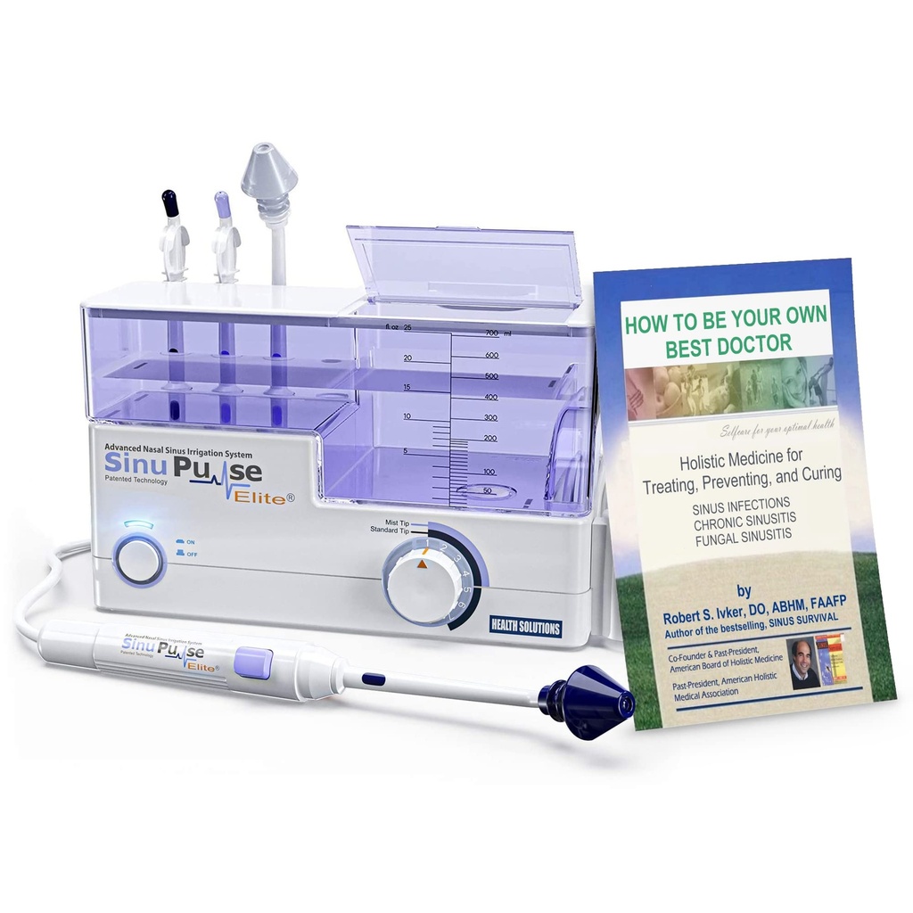 Sinu Pulse Elite Sistem avansat de irigare nazala, Pulsarea Congestia Nasala Relief & Sinus Clătire Masina, Mai Eficient decât Neti Pot, Nase Spray sau Nasal Spray sticla, cu 30 SinuAir Pachete