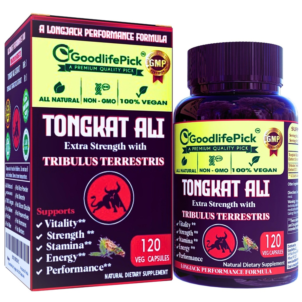 Tongkat Ali cu Tribulus Terrestris. Puternic (100:1) LONGJACK/Tongkat Ali Extract. 120 Veg Capsule Tongkat Ali pentru bărbați.Toate naturale, non-GMO, Vegan, fără Stearate, fără pulbere de orez