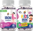 SUNNY SAM Gumies de fier pentru copii și adulți - Vitamine de fier cu vitamina C, 10 mg per servire - Gummy de fructe masticabile de fier pentru suport imunitar de producție de celule roșii din sânge