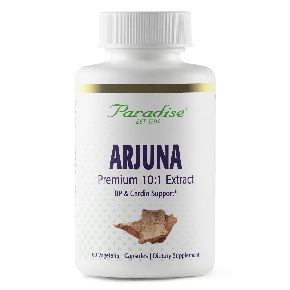 Paradise Herbs Arjuna, Suport cardiovascular, Menţinerea tensiunii arteriale, Sănătatea inimii, Supliment antioxidant, Vegan, Non-GMO, Gluten Free, 60 Capsule vegetariene