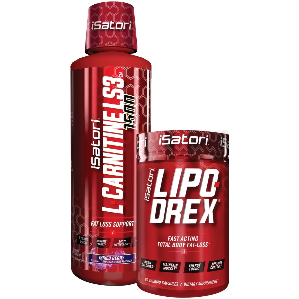 iSatori Lipo-Drex Fat Loss Thermogen Formula - Fast Acting Weight Loss - Appetit Suppressant (60 capsule) L-Carnitine Liquid Fat Burner și Metabolizare Activator- Mixed Berry (32 Servings)