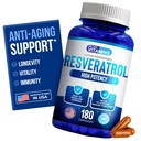 Ne plac vitaminele Resveratrol 1000mg per Servire - 180 Easy to Swallow Veggie Capsule - Natural Resveratrol Supliment 1000mg - Antioxidant Supliment ajută la susținerea anti-îmbătrânire și sistemul imunitar