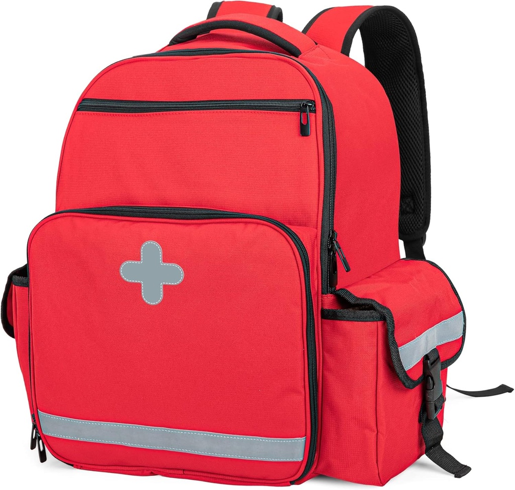 CURMIO Rucsac medical de urgență gol, primul respondent EMT sac pentru EMS, Camping, Drumeții, Home Health, Excursii pe teren, Red (Bag Only, Breveted Design)