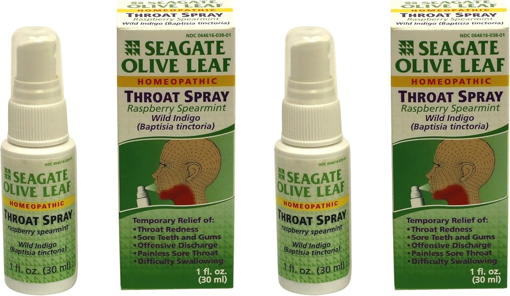 Seagate Produse Homeopatic Olive Leaf Spray (Pachet de 2) 1 Ounce Raspberry-Spearmint
