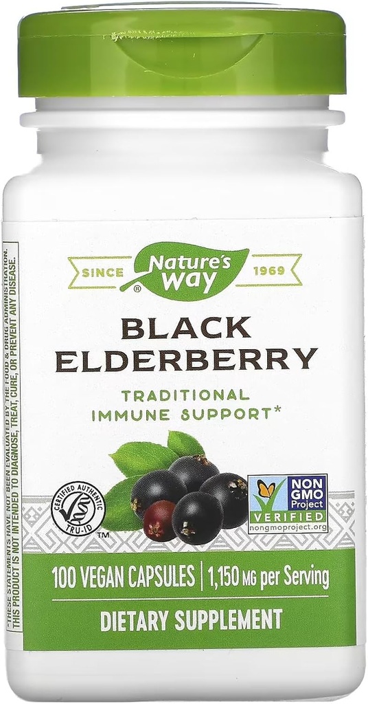 Natura's Way Black Elderberry 100 capsule Ambalaj cu 3 capsule