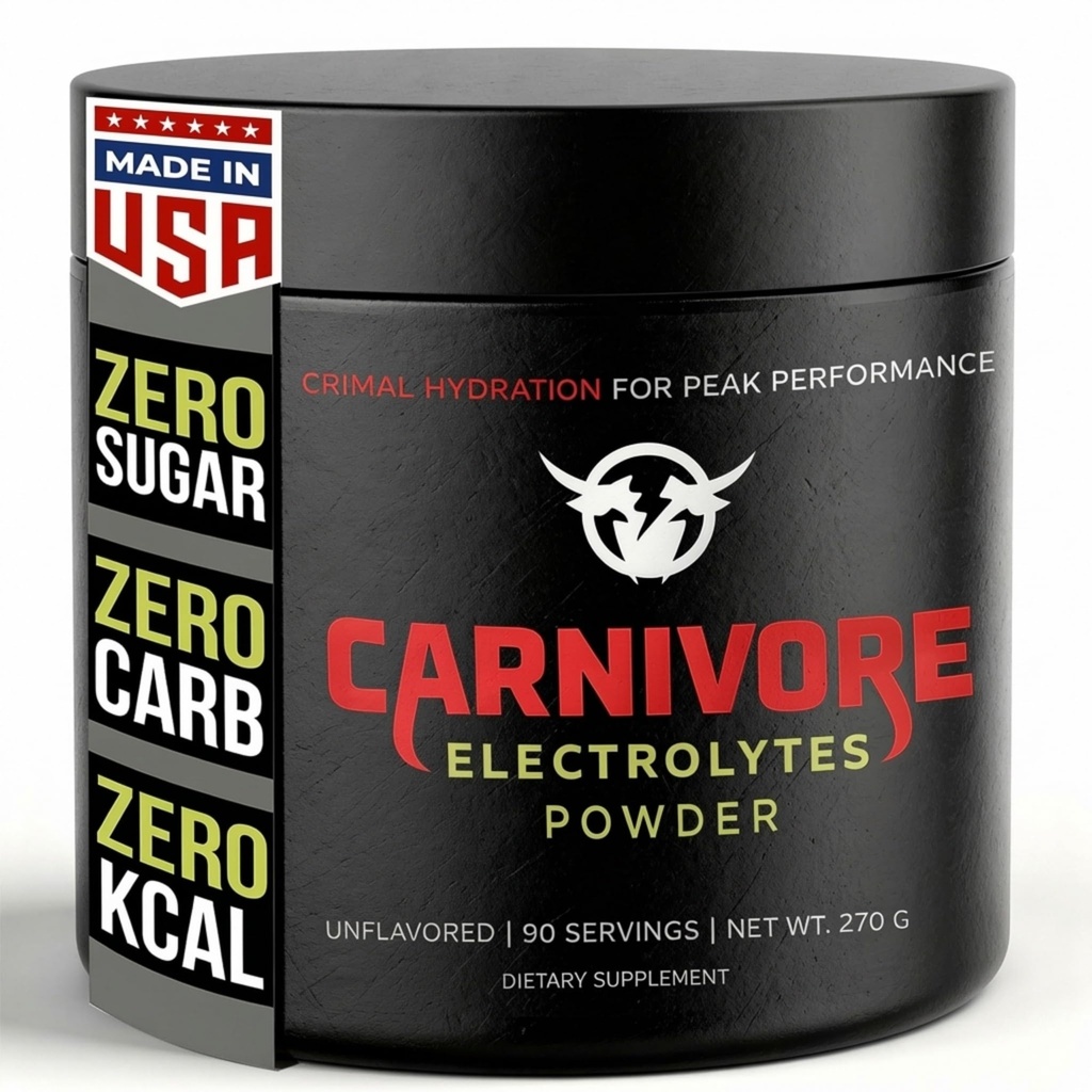 Pudră de hidratare Premium pentru Carnivore Diet - suport electrolit echilibrat, Zero Carb, Keto Friendly - Supliment pentru Optimal Energy & Recovery - 90 Servings (neflavorizate)