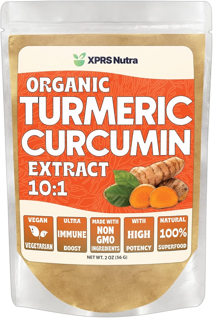 XPRS Nutra organic Turmeric praf extract de praf praf 10:1 - Premium USDA organic Curcumin pulbere pentru imunitate - Vegan Curcumin pur pentru Gut Health (2 Ounce)