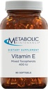 Complex de vitamina E de întreţinere metabolică (tocoferoluri mixte) 400 UI cu D-Alpha D-Beta D-Gamma + Supliment D-Delpha - Suport cardiovascular + Antioxidant (90 capsule)