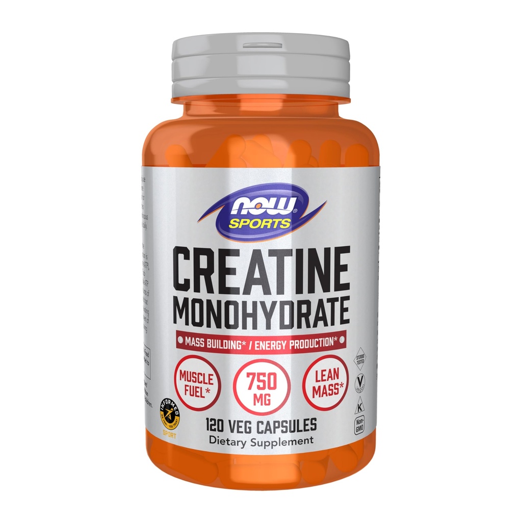 Now Foods Sports Nutrition, Creatine Monohidrat 750 mg, Mass Building*/Energy Production*, 120 Veg Capsules