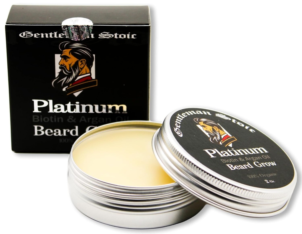 Barbă de platină Creștere Toate Balsam barbă naturală pentru bărbați - Balsam îmbunătățit Biotina Cu Argan & Vitamina E Confuz permisie în balsam de barbă pentru bărbați