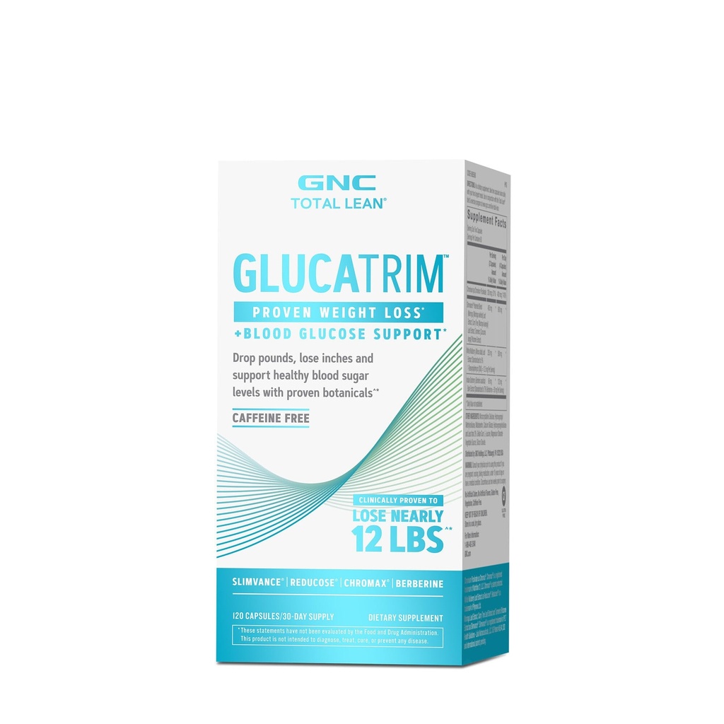 GNC Total Lean GlucaTrim, 120 capsule, Cafeina gratuit, 60 Serviri