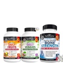 BioSchwartz Daily Fruits and Veggies Supplement for Women and Men (1 month supply) Plus Bone Force Mineral Supplement with Calciu and Magneziu (1 month Supply)
