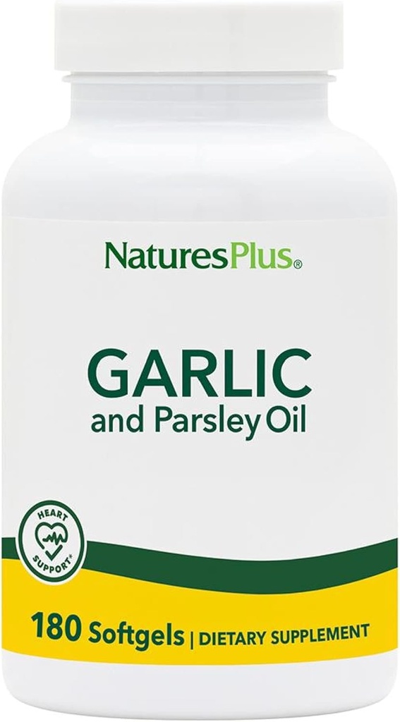 Naturi Plus Usturoi si Pătrunjel - Promovează în mod natural niveluri sănătoase de colesterol și tensiune arterială - 180 Softgels (180 Servings)