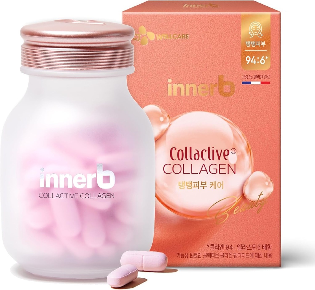CJwellcare Innerb Glow Capsule Colagen (28 Servings, 4 Weeks) - Firm Skin Elasticity, Premium Korean Supplement de îngrijire a pielii. Elastin, vitamina C.