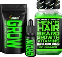 Kit de crestere barbă w/Grow XXL Barbă ulei / Serum pentru cresterea parului facial pentru barbati + Putere maxima 620.000mcg 14-in-1 BIOTIN facial de crestere a parului vitamine pentru barbati - Formulat in America