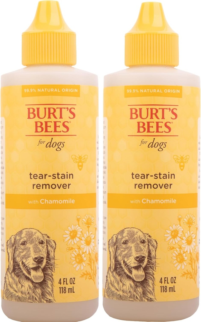 Albinele lui Burt pentru animale de companie Tear Stain Remover pentru câini cu musetel - Puppy & Dog Tear Stain Remover - Cruzime gratuit, Formulat fără sulfați și parabeni, pH echilibrat pentru câini, 4 Ounces - 2 ambalaj