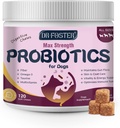 Probiotice pentru câini - Probiotice câine pentru sanatate digestiva, Prebiotice, Enzime digestive pentru câini cu dovleac, Omega-3, Suport Gut, Imun, Diaree, 120 Chews moale