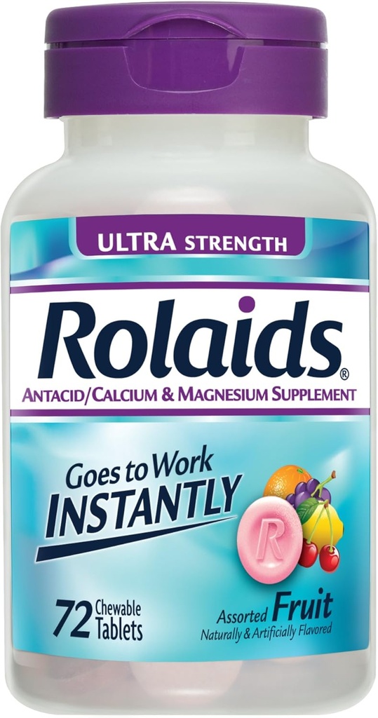 Rolaids Antiacide Calciu & Magneziu Supliment Ultra Concentraţie Tablete, Fructe 72 ea