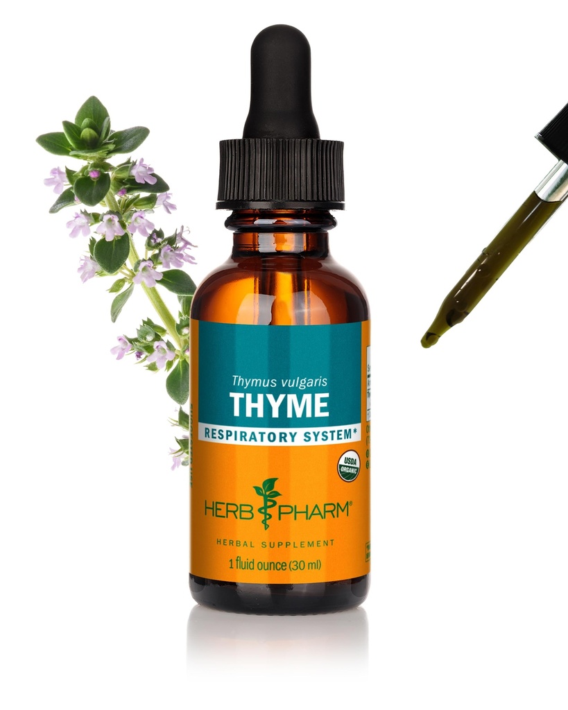 Herb Pharm Certified Organic Time Extract lichid pentru suport de sistem respirator - 1 Once (DTHYME01)