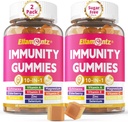 10-In-1 Gume imune cu multivitamine, 100% Zilnic Zinc, Vitamina C & D3 Suplimentul de imunitate + Echinacea, Sambucus Elderberry, Turmeric, Magneziu, Suport Imun, Sănătate generală, Zahăr gratuit, 2 Pack