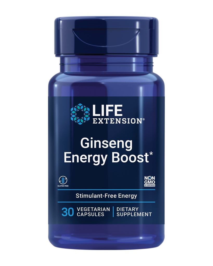 Extensie de viaţă Ginseng energie Boost, suport energetic, Managementul stresului sănătos, Gluten-free, non-GMO, Vegetarian, 30 Capsule