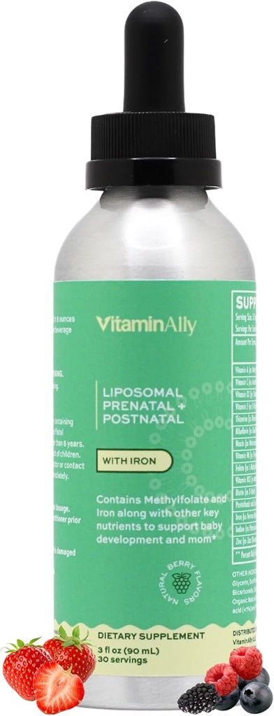 Liposomal lichid prenatal + postnatal picături de multivitamine cu fier de călcat 