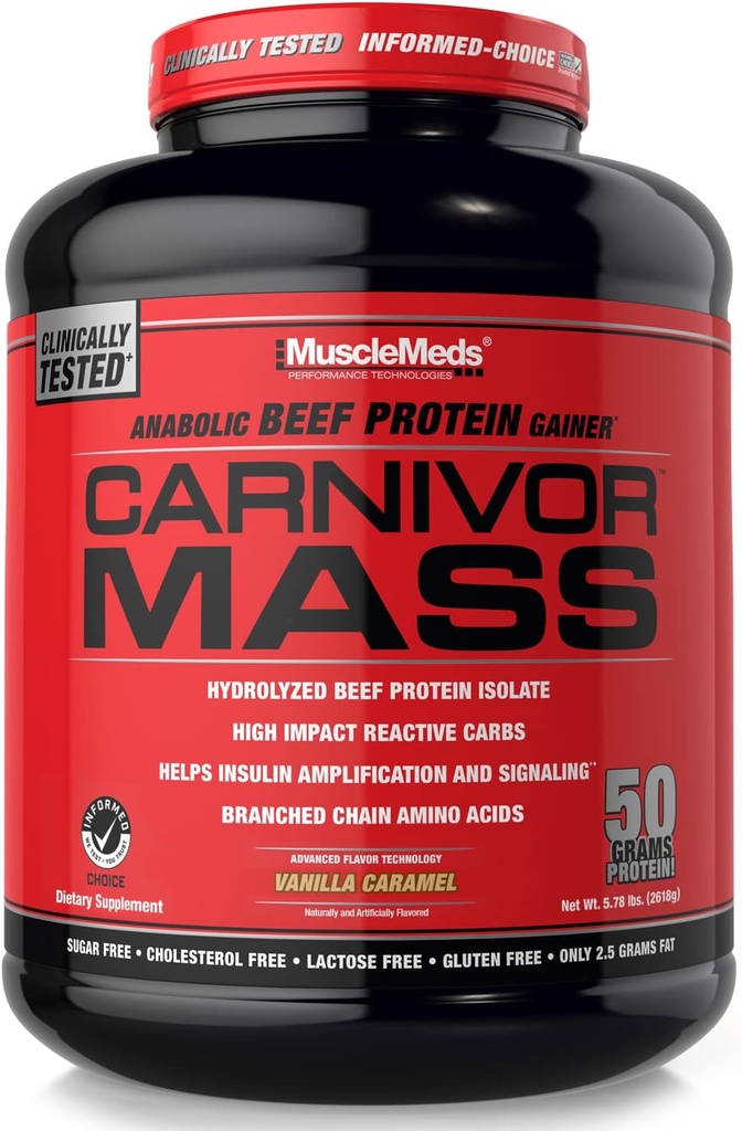 MuscleMeds Carnivor Mass Diet Supliment, Vanilla Caramel, 5,78 Pound (002658)