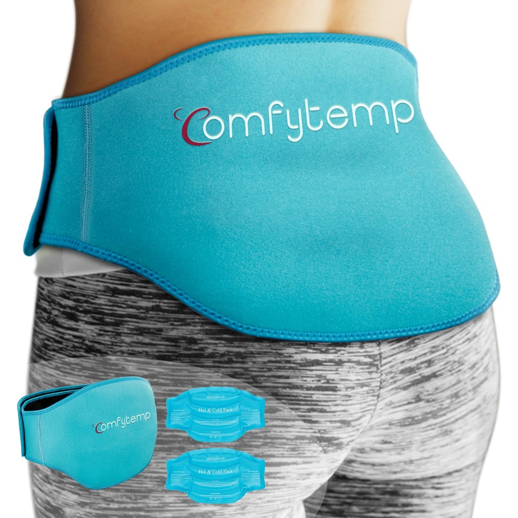 Comfytemp Ice Pack for Back Pack Pack for Back Pack Packs, 2 Packs, FSA eligibile, Reusable Gel Down Back Wrap Ice Brace for Sciatica Răniri, Compresie la rece fierbinte pentru Lumbar de jos, talie, Bărbaţi Femei după Chirurgie Cadou
