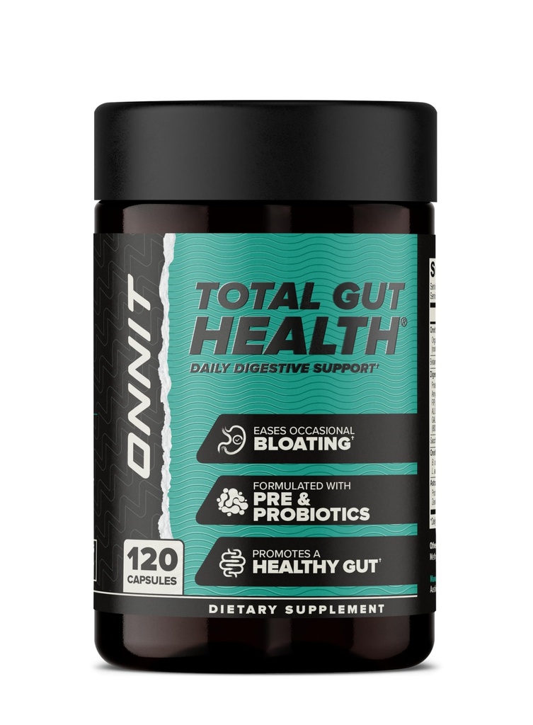 ONIT Total Curaj Sanatate Zilnic Suport Digestiv, IGENTM Non-GMO Digestion Supliment testat pentru femei și bărbați cu 7 tulpini de Probiotice, Prebiotice, Enzime și Betaine HCL, 120 Conte