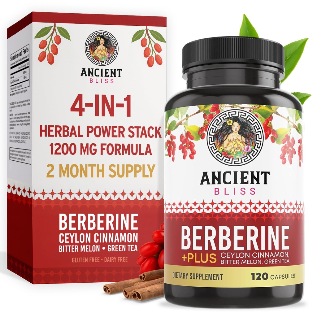 Bliss Berberine HCL 1200mg cu Ceylon Scorțișoară, Bitter Melon, și extract de ceai verde - 120 capsule