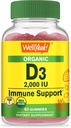 Ei bine, vitamina organică D3 2000 UI (50 mcg) Gume - susține oase, forță musculară și imunitate - non-GMO, gluten gratuit - USDA organice - arome naturale - 60 gume