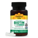 Country Life Vitamine mare potenta Biotin 10.000 mcg (10 mg), 60 Conte - Supliment pentru par, Scalp & Nails - Certified Gluten gratuit