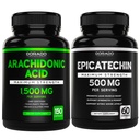 Acid arachidonic (150 capsule) - supliment muscular și de rezistență pentru masa musculară și recuperarea pentru bărbați și femei și extract de epicatechin (60 capsule) susține pompa și câștigurile musculare Lean - non-GMO și Vegan