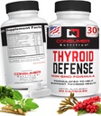 Suport tiroidian pentru femei și bărbați - Ashwagandha, Cayenne, Schisandra, & Kelp pentru sănătatea tiroidiană - Zinc, vitamina B12 și suplimente de iod pentru tiroidă - de apărare tiroidiană 30 capsule