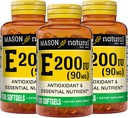 MASON NATURAL Vitamina E 90 mg (200 UI) - Antioxidant şi esenţial Nutrient, Sistem imunitar sănătos, Piele şi ochi, Suplimentul întregului corp, 100 Softgels (Pachet de 3)