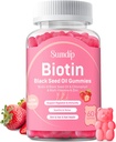 Gume de ulei de semințe negru cu Biotin, suport imunitar păr sănătos & Skin & Nails pentru femei și bărbați, Clorofila, Zinc, Vitamina A, B6, B12, C, D, E, Supliment Vegan - 60 Gummie