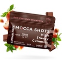SGC cea mai mare concentrație 100mg Cafeină per Gummy, 2 Gummies per Pack, 6-Pack Mocca Shots Sugar-Free Strawberry Plant-Based nootrop Instant Energy cu Ginkgo biloba, Theobromine.