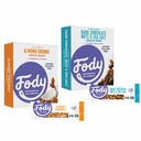 Fody Foods Snack Bars Variety Pack, 1.41 Oz (Pachet de 24), Almond Coconut & Dark Chocolate Nuts & Sea Salt, Proteine Baruri, Low FODMAP, Gut & IBS Friendly, Vegan, Lactoză gratuit, Non-GMO, Gluten Free