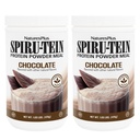 NaturesPlus SPIRU-TEIN, Ciocolată - 1.05 lbs, Pachet de 2 - Se agită proteine pe bază de plante - non-GMO, vegetarian, gluten gratuit - 34 Serviri totale
