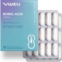 VWELL Boric Acid Vaginal Sa presupunetoare - Mentine si echilibreaza pH-ul vaginal sanatos & Microbiome pentru a gestiona Odor Itch Itch Iritation Intimity - Doctori recomandati (One Size, 30, Count)