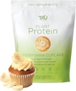 Praf de proteine pe bază de plante TRU, BCAA, EAA, 20g Vegan Brown orez și proteine de mazăre, 100 Calorii, 27 vitamine, fără arome artificiale 25 Serviri (Peanut unt Banana Cupcake)