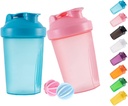 Shaker flacon de proteine Shakes și 16-Ounce/400ML Shaker-Bottle cu bile Whisk, din plastic non-BPA (Blue+Pink(2PCS))))