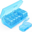 Auvon XL Weekly Pill Organizator 2 ori pe zi, Pilula cutie 7 zile cu o singură sid deschideri mari pentru usor de utilizat, albastru AM PM caz Pilula pentru medicamente, vitamine, uleiuri de pește, suplimente