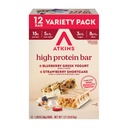 Atkins Blueberry Greek Yogurt & Strawberry Shortcake High Proteine Bar, High Fiber, Keto Friendly, 12 Conte (6 Baruri Fiecare aroma)