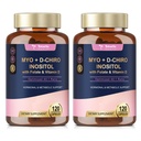 Totaria Inositol Supliment pentru femei cu vitamina D3, Folat, 40:1 Ratio Myo-Inositol & D-Chiro Inositol Complex, (Vitamin B8) Capsule inozitol, ambalaj de 2