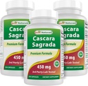 Cele mai bune Naturale Cascara Sagrada 450 mg 250 capsule (250 Conte (Pachet de 3)