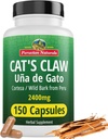 Peruvian Naturals Cat's Claw Herbal Supplement 150 Capsule - Uña de Gato 2400mg de Vegan, 100% Natural Cats Claw Bark crescut în Peru, Non-GMO, Uncaria Totosa UNA de Gato